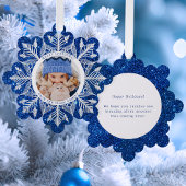 White Snowflake auf Funkelnd Blue Imitats Glitzer Ornament Karte