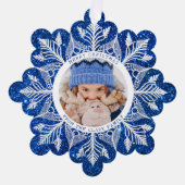 White Snowflake auf Funkelnd Blue Imitats Glitzer  Ornament Karte (Vorderseite)