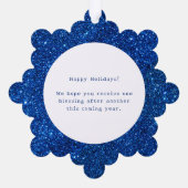 White Snowflake auf Funkelnd Blue Imitats Glitzer  Ornament Karte (Rückseite)