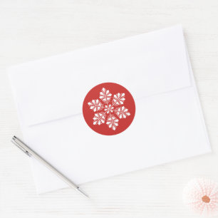 White Snowflake auf Holiday Red Christmas Sticker