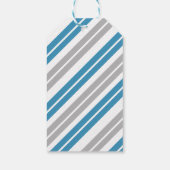 White Snowflake Blue & Gray Streifen Geschenkanhänger (Rückseite)