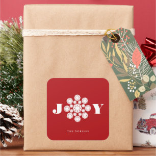 White Snowflake Blume Dots Jots Weihnachtsfeiertag Quadratischer Aufkleber