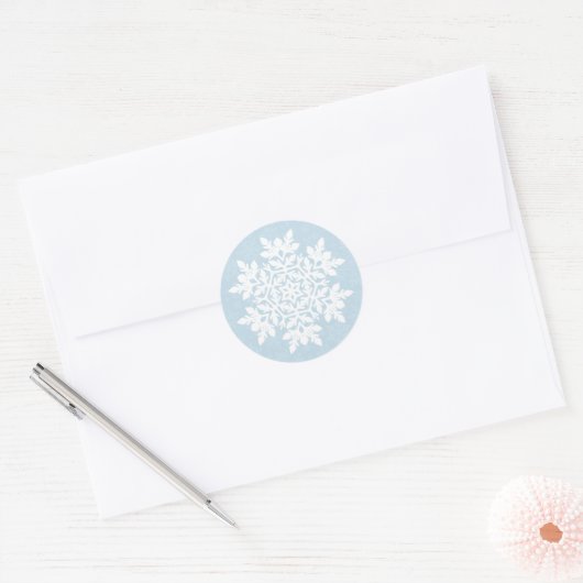  White Snowflake (Frost Blue)  Runder Aufkleber (Umschlag)