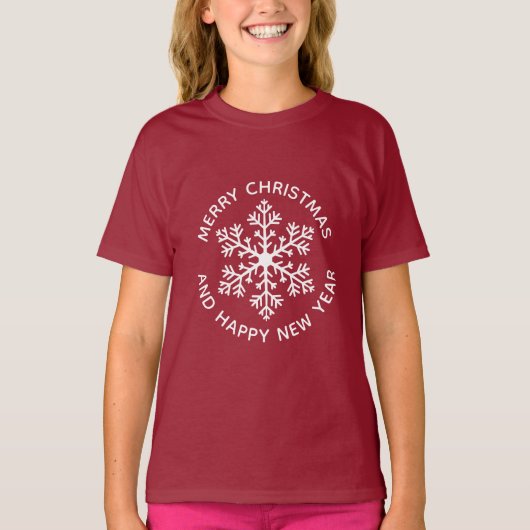 White Snowflake Holiday T - Shirt (Kind) (Vorderseite)