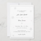 White Snowflake Modern Calligraphy Winter Wedding Einladung (Vorderseite)