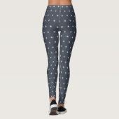 White Snowflake Muster Weihnachten Dunkelblau Leggings (Rückseite)