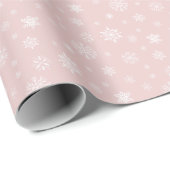 White Snowflake Muster Weihnachtsfeiertag Pink Geschenkpapier (Rolleneckpunkt)