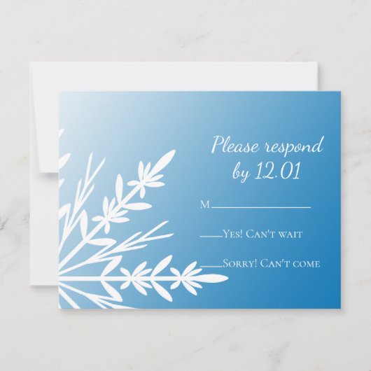 White Snowflake on Blue Winter Wedding RSVP Karte (Vorderseite)