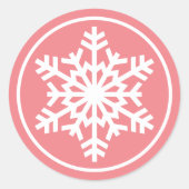 White Snowflake On Dusty Rose Blush Pink Runder Aufkleber (Vorderseite)