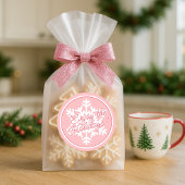 White Snowflake On Dusty Rose Blush Pink Runder Aufkleber