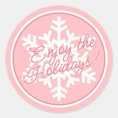 White Snowflake On Dusty Rose Blush Pink Runder Aufkleber (Vorderseite)