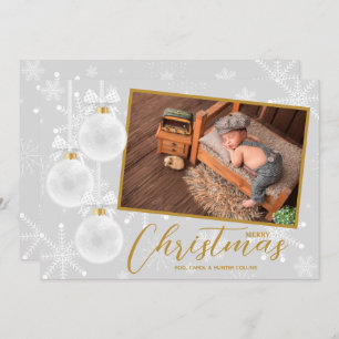 White Snowflake Ornaments Weihnachtsfest Foto Feiertagskarte