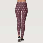 White Snowflake Pattern Weihnachts Burgund Leggings (Rückseite)