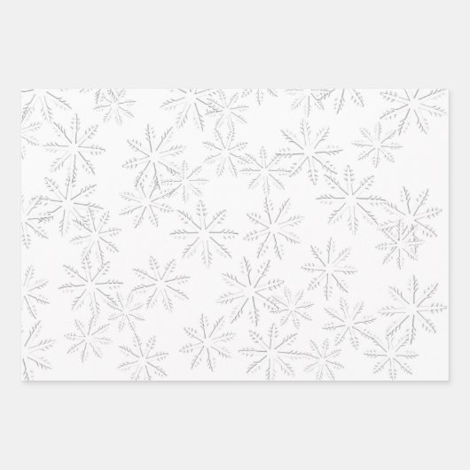 White Snowflake Print Geschenkpapier Set (Vorderseite)