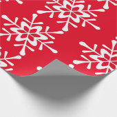 White Snowflake Red Backing Geschenkpapier (Ecke)