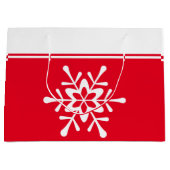White Snowflake Red Backing Große Geschenktüte (Vorderseite)