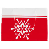 White Snowflake Red Backing Große Geschenktüte (Rückseite)