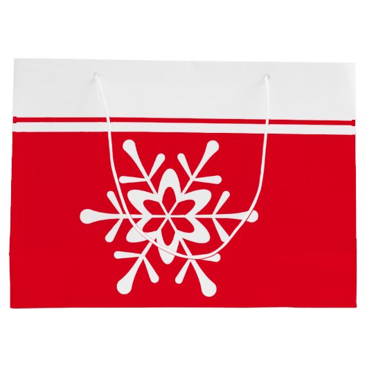 White Snowflake Red Backing Große Geschenktüte (Rückseite)