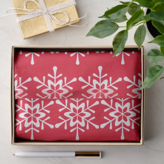 White Snowflake Red Backing Seidenpapier (Geschenk)