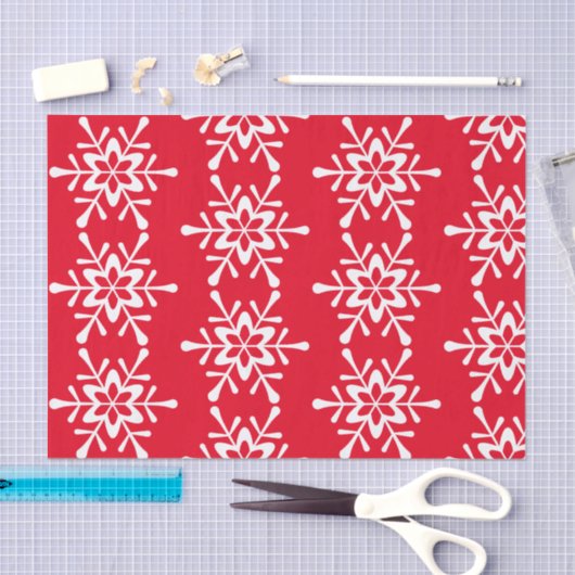White Snowflake Red Backing Seidenpapier (Handwerk)