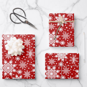 White Snowflake Seamless Patterns Weihnachten Geschenkpapier Set