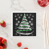 White Snowflake Silver Green Ribbon Christmas Tree Serviette (Beispiel)