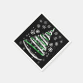 White Snowflake Silver Green Ribbon Christmas Tree Serviette (Ecke)