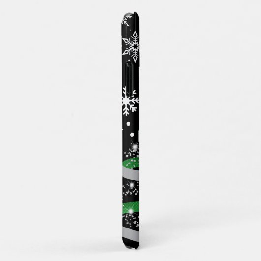 White Snowflake Silver Green Ribbon Weihnachtsbaum Case-Mate iPhone Hülle (Hinten/Rechts)