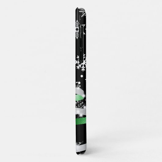 White Snowflake Silver Green Ribbon Weihnachtsbaum Case-Mate iPhone Hülle (Hinten/Links)