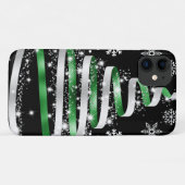 White Snowflake Silver Green Ribbon Weihnachtsbaum Case-Mate iPhone Hülle (Rückseite (Horizontal))