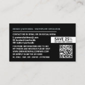 White Snowflake, Snow Removal Company Werbung Visitenkarte (Rückseite)