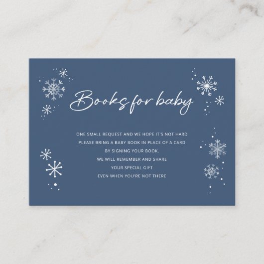 White Snowflakes Blue Books for Baby Ticket Begleitkarte (Vorderseite)