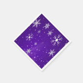 White Snowflakes Blue-Lila Backgrd Paper Napkins Serviette (Ecke)