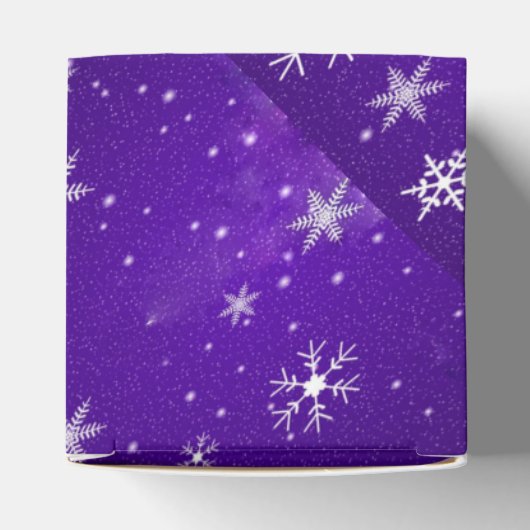 White Snowflakes Blue Lila Classic 2x2 Box Geschenkschachtel (Oben)