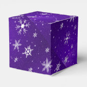 White Snowflakes Blue Lila Classic 2x2 Box Geschenkschachtel (Rückseite)