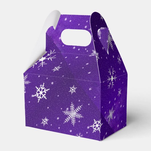 White Snowflakes Blue-Lila Gable Gable Favor Box Geschenkschachtel (Rückseite)