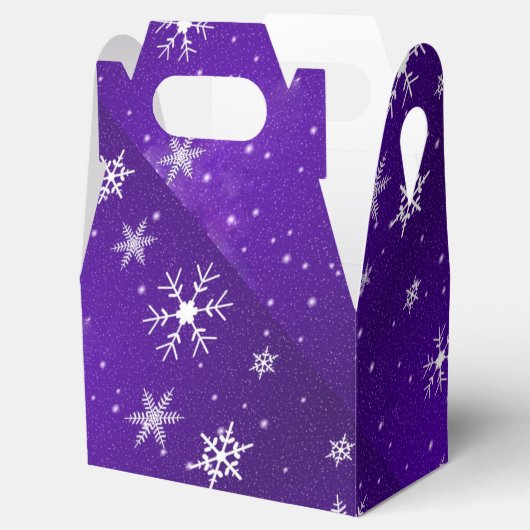 White Snowflakes Blue-Lila Gable Gable Favor Box Geschenkschachtel (Geöffnet)