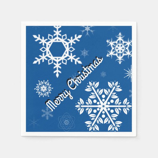White Snowflakes Blue Paper Napkins Serviette (Vorderseite)