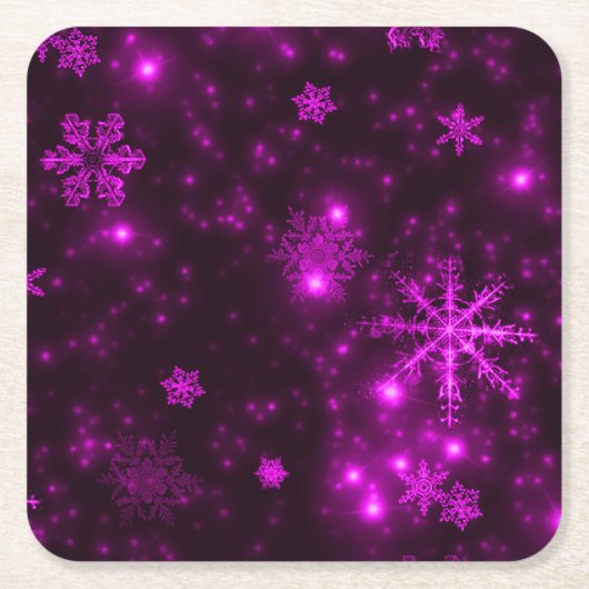 White Snowflakes Deep Lila Paper Untersetzer (Vorderseite)