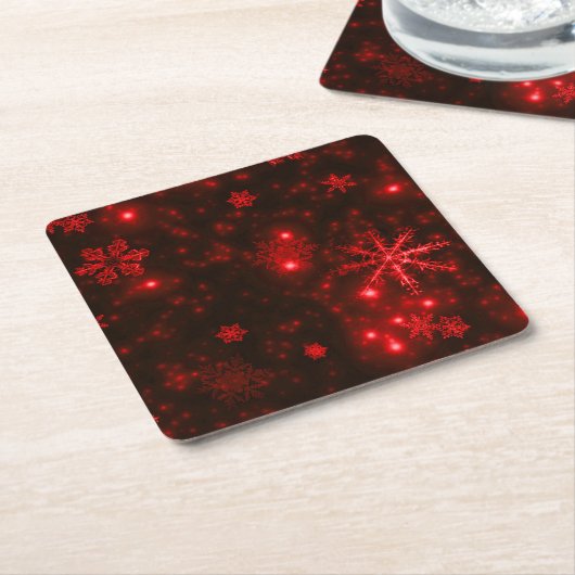 White Snowflakes Deep Red Backgrage Paper Unterset Rechteckiger Pappuntersetzer (angewinkelt)