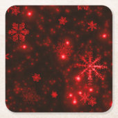 White Snowflakes Deep Red Backgrage Paper Unterset Rechteckiger Pappuntersetzer (Vorderseite)
