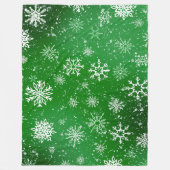 White Snowflakes Emerald Green Fleecedecke (Vorderseite)