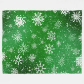 White Snowflakes Emerald Green Fleecedecke (Vorderseite (Horizontal))