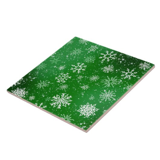 White Snowflakes Emerald Green Fliese (Seite)