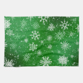 White Snowflakes Emerald Green Geschirrtuch (Horizontal)