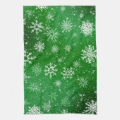 White Snowflakes Emerald Green Geschirrtuch (Vertikal)