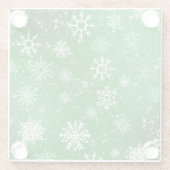White Snowflakes Emerald Green Glasuntersetzer (Rückseite)