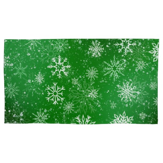 White Snowflakes Emerald Green Kissenbezug (Vorderseite)