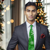 White Snowflakes Emerald Green Krawatte