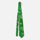White Snowflakes Emerald Green Krawatte (Rückseite)